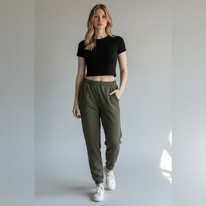 Lululemon Women's Size 6 Relaxed High Rise Jogger Pants Cotton Terry Green